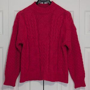 Simons Twik Pink Cable-Knit Mock Neck Sweater - Made in Italy
